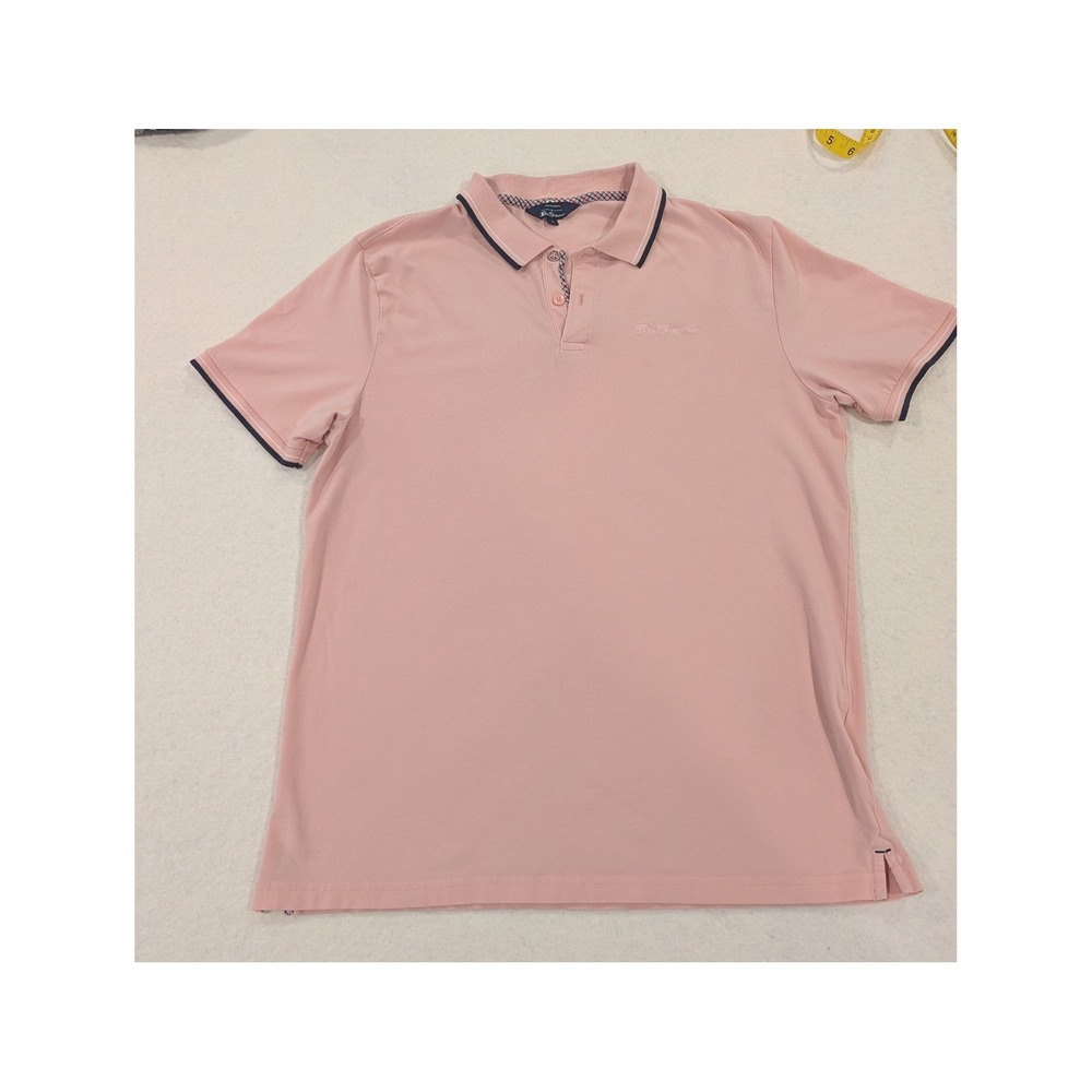 Ben Sherman Pink Polo Shirt Men's Medium Short Sleeve Mod Classic
